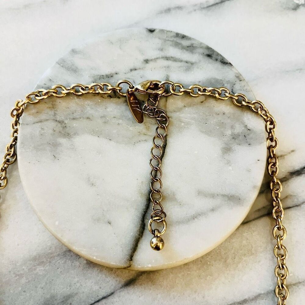 New York and Co Statement Necklace White Multicolor Gold Toned Glam Party - Picture 4 of 7